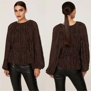 Atlein Pleated Peplum Top, Size: L